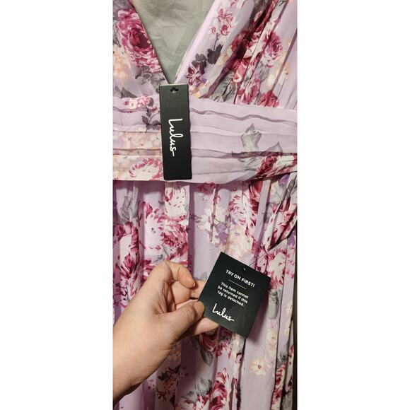 Lulus Garden Meandering Lavender Floral Print Maxi Dress Sz M Bohemian Cottage - Picture 6 of 8